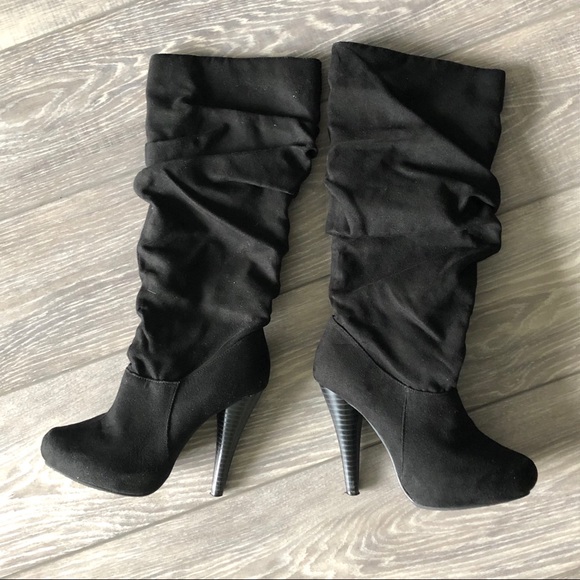 Black Faux Suede Boots - Picture 2 of 2